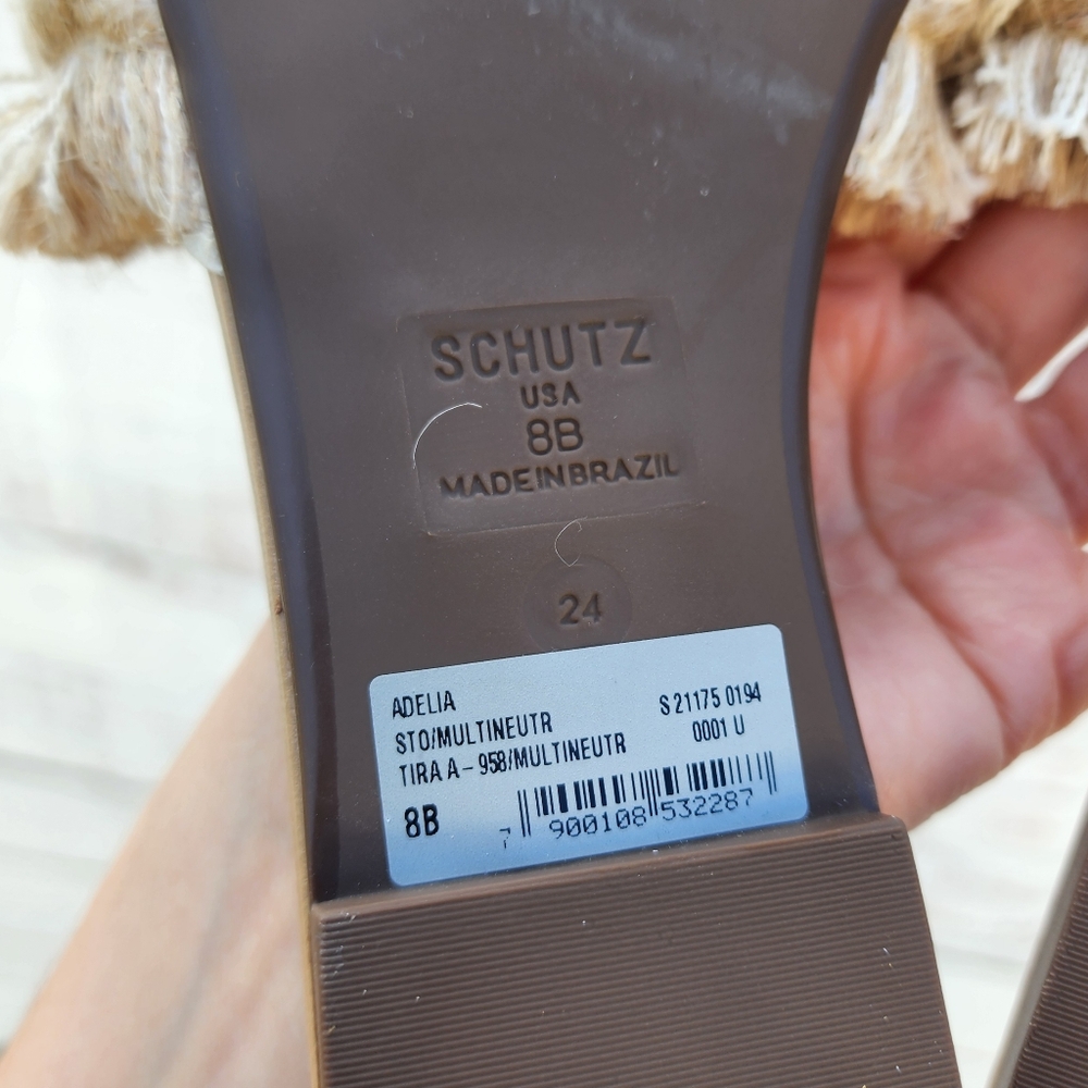 SCHUTZ Woven Cream and Tan Sandals - Picture 7 of 8